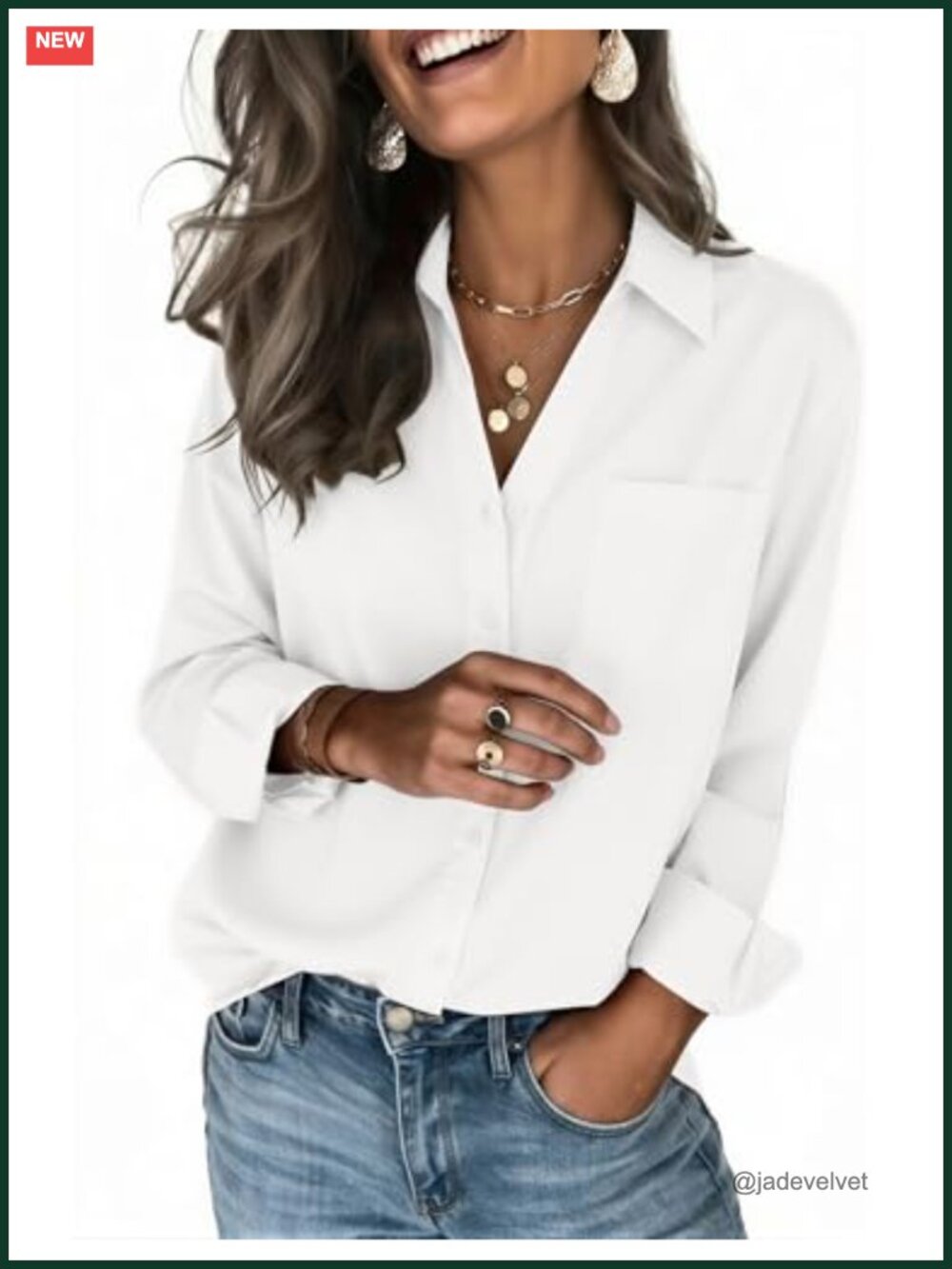 Silky 4-Way Stretch Button-Down Shirt Long Sleeve Womens Blouse Fitted Workwear